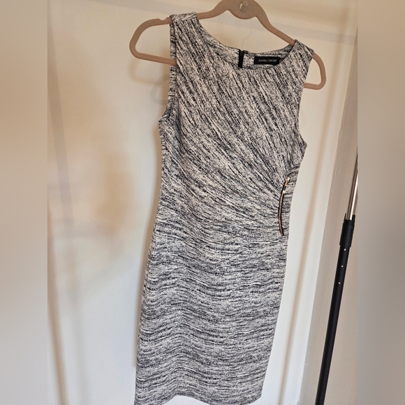 Ivanka Trump Black and White Textured Midi Dress - Picture 1 of 5